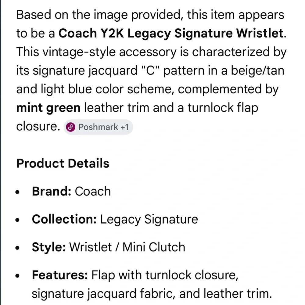 COACH legacy Y2K mint Green Signature Wristlet with Leather Trim - Picture 10 of 10